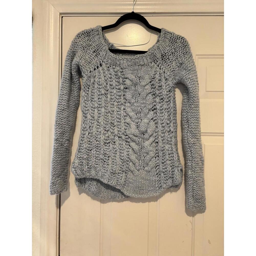 Womens baby blue knit Free People‎ sweater sz S #388